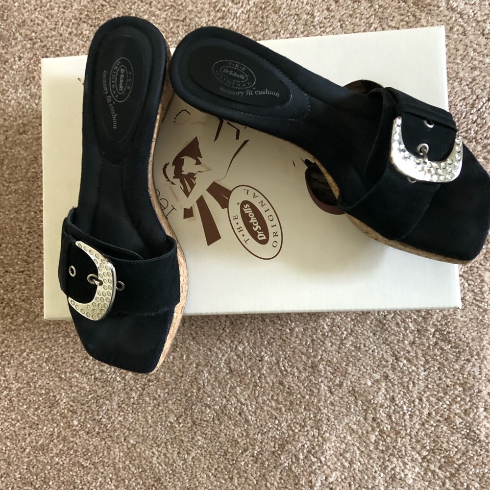 Dr Scholls 'Charm' Slide, Black Suede, Sz 7